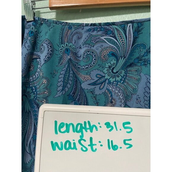 Pendleton Women's Blue and‎ Teal Patterned Floral Silk Wool Blend Dress Size 14 - Picture 10 of 10